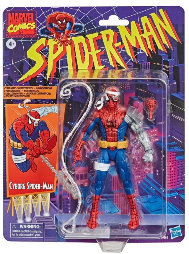 Marvel Legends Retro Spider-Man Cyborg Figure Packaged