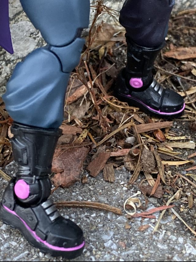 Close-Up of Pink Paint Details on Marvel Legends Prowler Movie Figure Boots