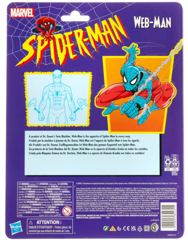 Spider-Man Marvel Legends Retro Series Web-Man Packaging Back