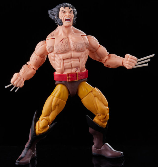 Marvel Legends Shirtless Wolverine Figure with Claws and Angry Head