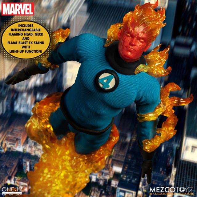 Human Torch Mezco ONE 12 Collective Figure with Flame Fire Effects Pieces Accessories