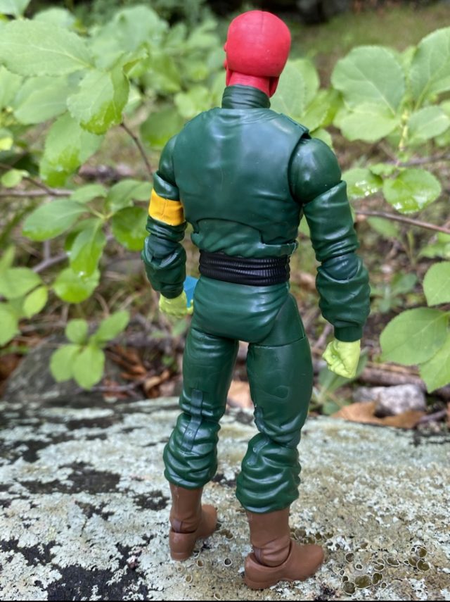 Back of Marvel Legends Red Skull Hasbro Figure in Green Jumpsuit Costume