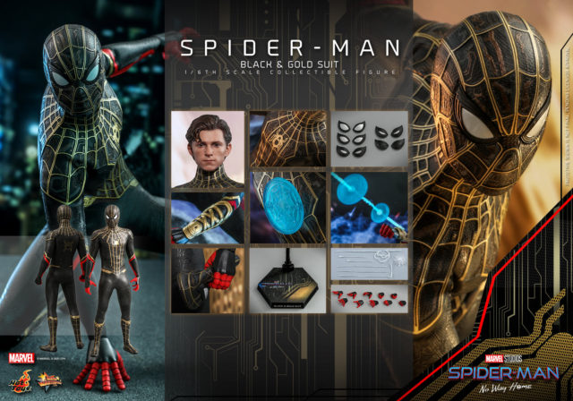 Hot Toys Black and Gold Suit Spider-Man Figure and Accessories