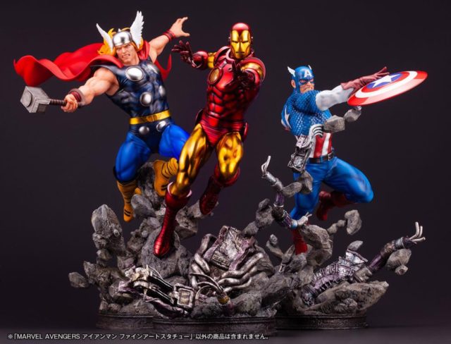 Kotobukiya Marvel Comics Avengers Fine Art Statue Set Thor Iron Man Captain America