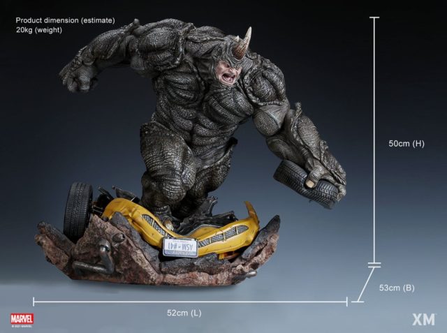 Size and Scale of Rhino XM Studios Statue