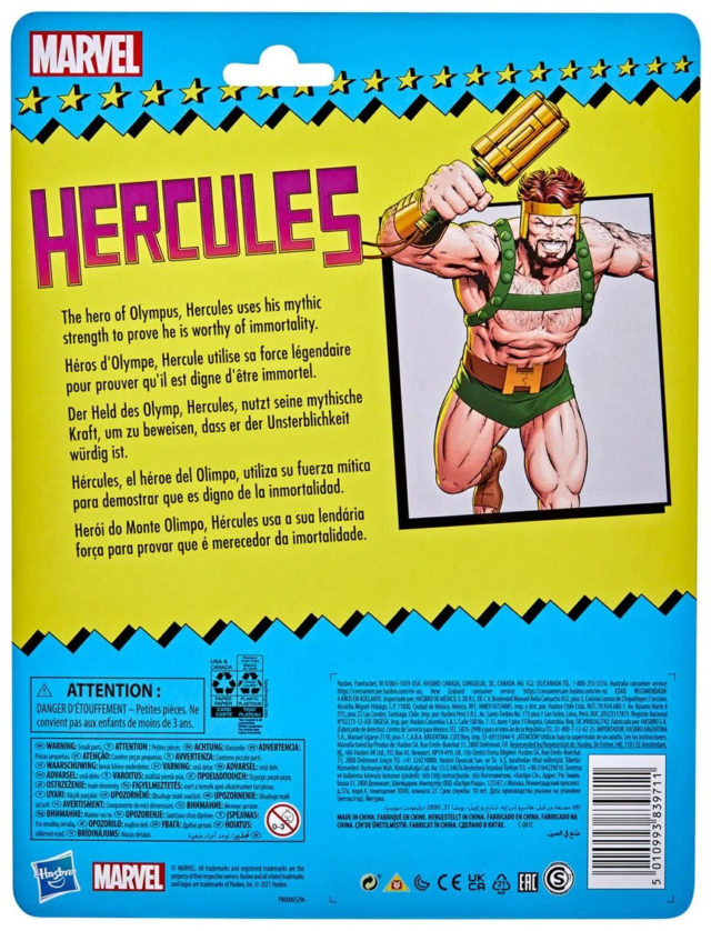 Vintage Marvel Legends Hercules Hasbro Toybiz Packaging Cardback Back