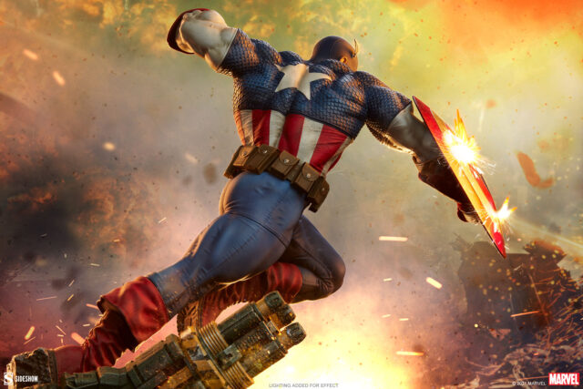 Back View of Captain America Sideshow Collectibles 2021 Statue