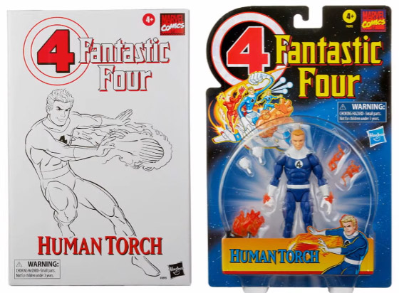 Fantastic Four Marvel Legends Retro Series Johnny Storm Human Torch Packaged Hasbro Pulse