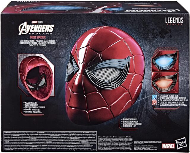 Hasbro Avengers Endgame Iron Spider Prop Replica Wearable Life Size Helmet Box Back