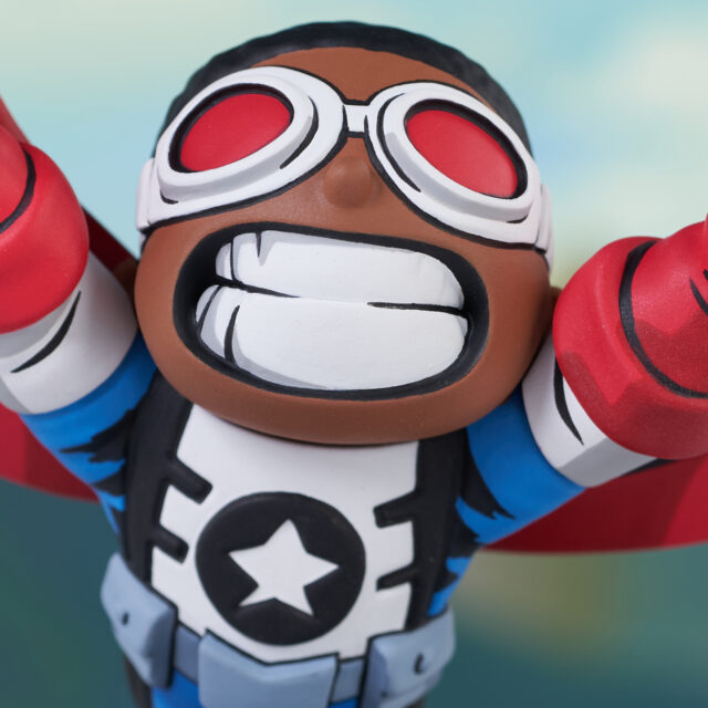 Close-Up of Skottie Young Captain America Falcon Animated Statue