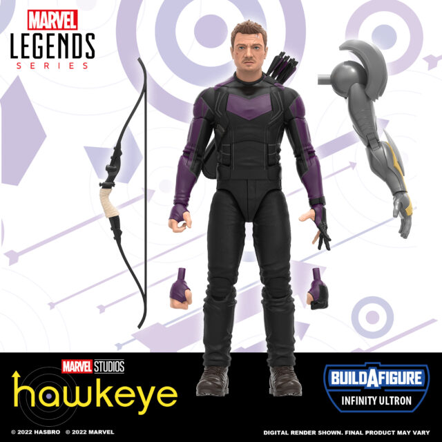 Hawkeye Marvel Legends Disney+ Clint Barton Figure with Infinity Ultron BAF Piece
