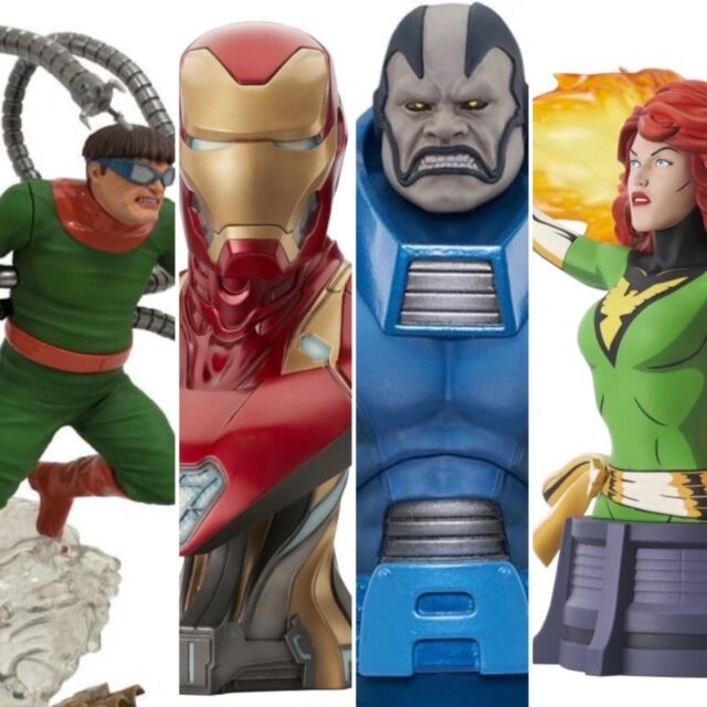 Diamond Select Toys Marvel Select Apocalypse Gallery Doc Ock Phoenix Iron Man Busts