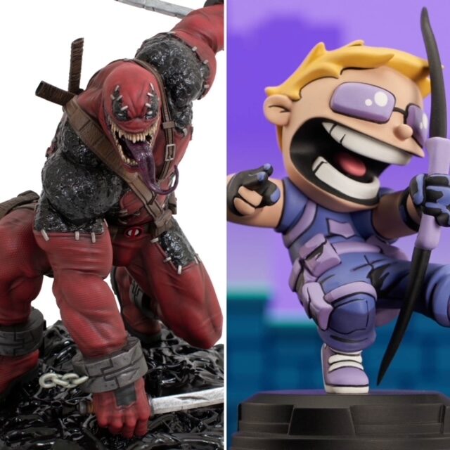 Diamond Select Hawkeye Skottie Young Statue and Venom Deadpool PVC Figure