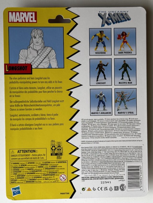 Longshot Marvel Legends Retro Series Cardback