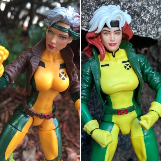 Comparison of Marvel Legends 2017 Rogue and 2023 Rogue 6" Figures