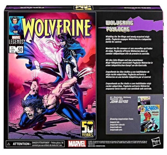 Box Back Marvel Legends 2024 Wolverine Psylocke Two Pack Set Covers