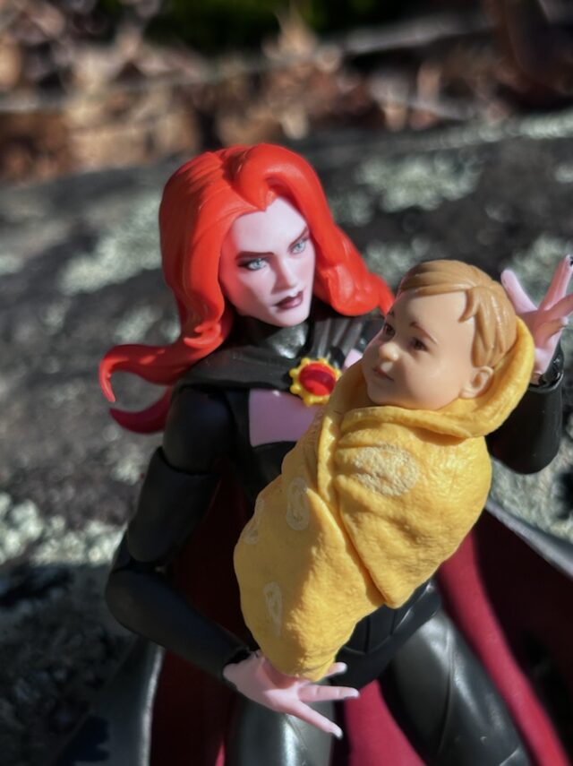 Close-Up of Madelyne Pryor Marvel Legends Action Figure with Baby