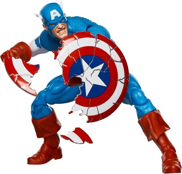 Figura do Capitão América Secret Wars Marvel Legends com escudo quebrado