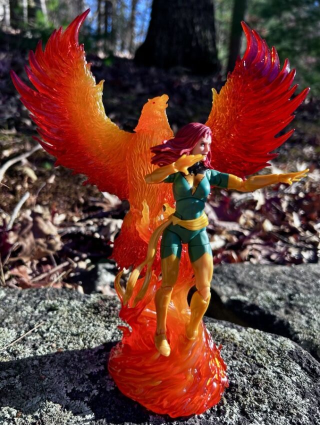 Side View of Deluxe Boxed Marvel Legends Green Costume Phoenix Action Figure