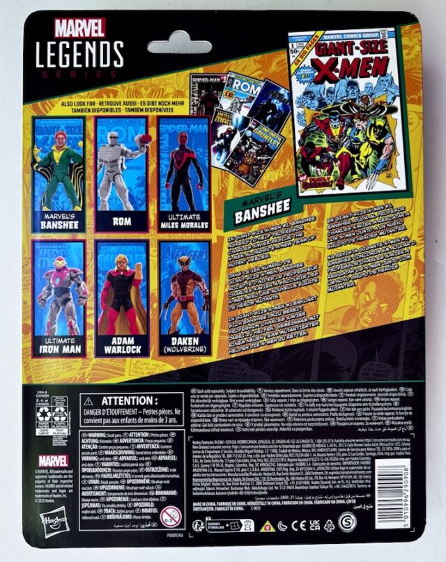Back of Packaging Cardback Marvel Legends Mini Comic Banshee Action Figure