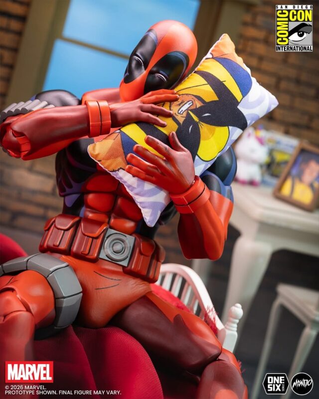 Comic Con Deadpool Animated Figure with Wolverine Pillow