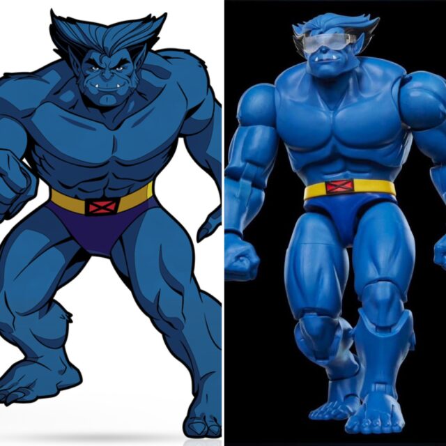 X-Men 97 Beast Character Design Art and Hasbro Marvel Legends Action Figure Comparison
