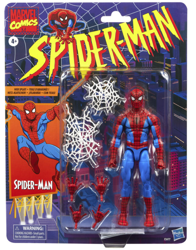 Marvel Legends Cel-Shaded Spider-Man Retro Figure Packaged on Card