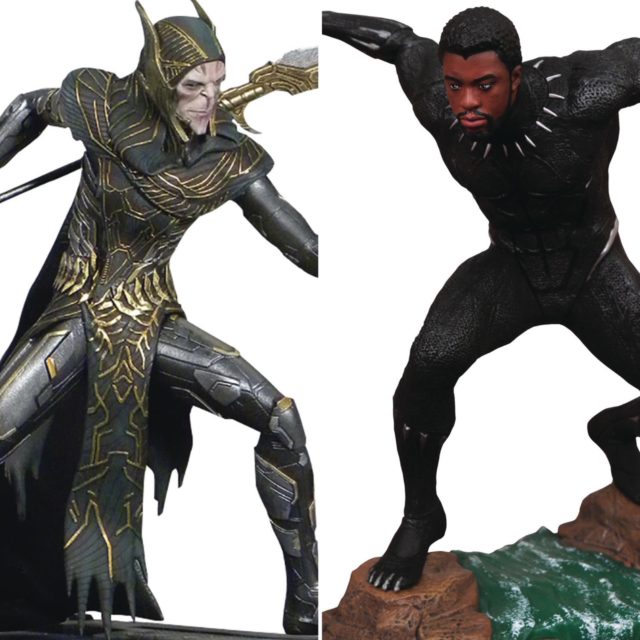 Marvel Gallery Corvus Glaive and Unmasked Black Panther PVC Statues
