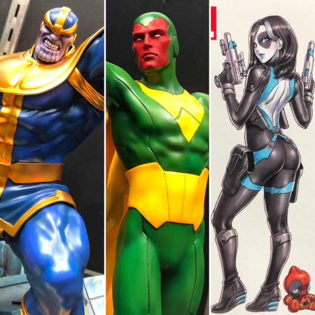 NYCC 2018 Kotobukiya Booth Marvel Statues Thanos Vision Domino