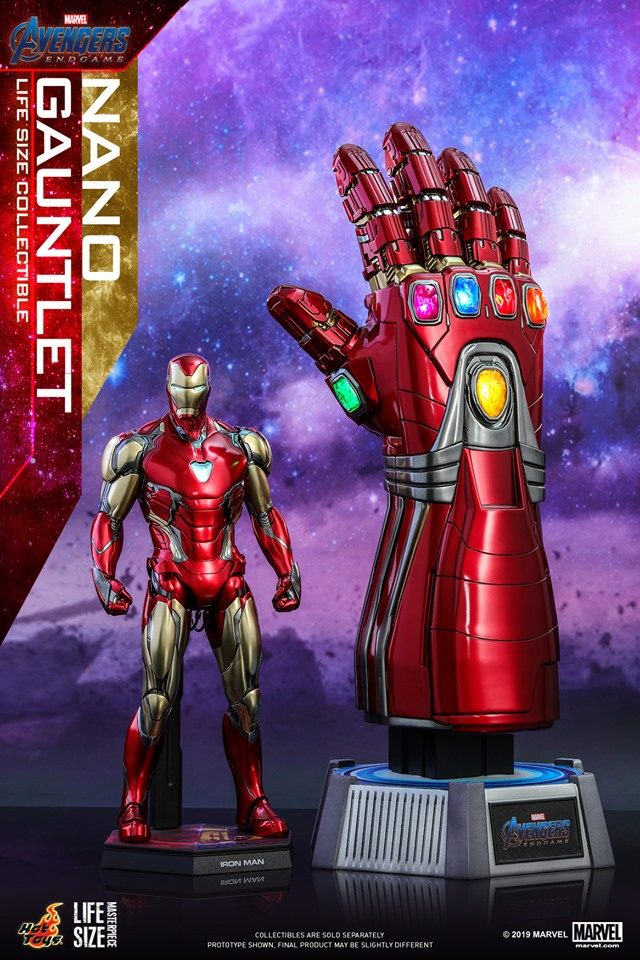 Hot Toys Life Size Nano Gauntlet Size Comparison Photo with Iron Man Figure