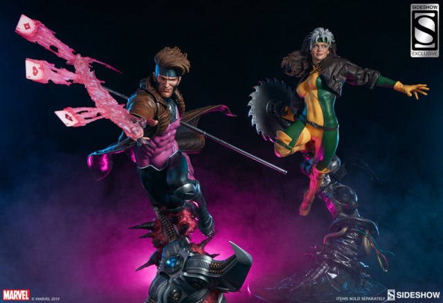 Sideshow X-Men Gambit and Rogue Statues Together