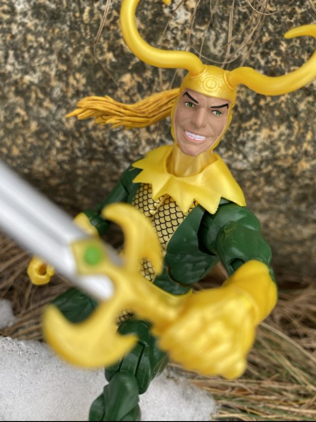 Close-Up of Marvel Legends Avengers Hulk Series Loki Action Figure