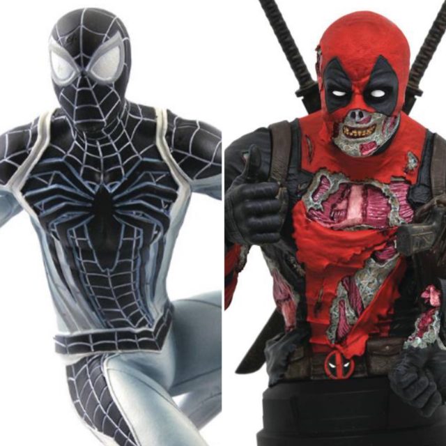 SDCC 2020 Exclusives Negative Suit Spider-Man Gallery and Zombie Deadpool Bust