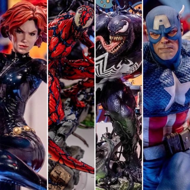 Comic Con 2021 Sideshow Premium Format Carnage Venom Black Widow Captain America Statues Revealed