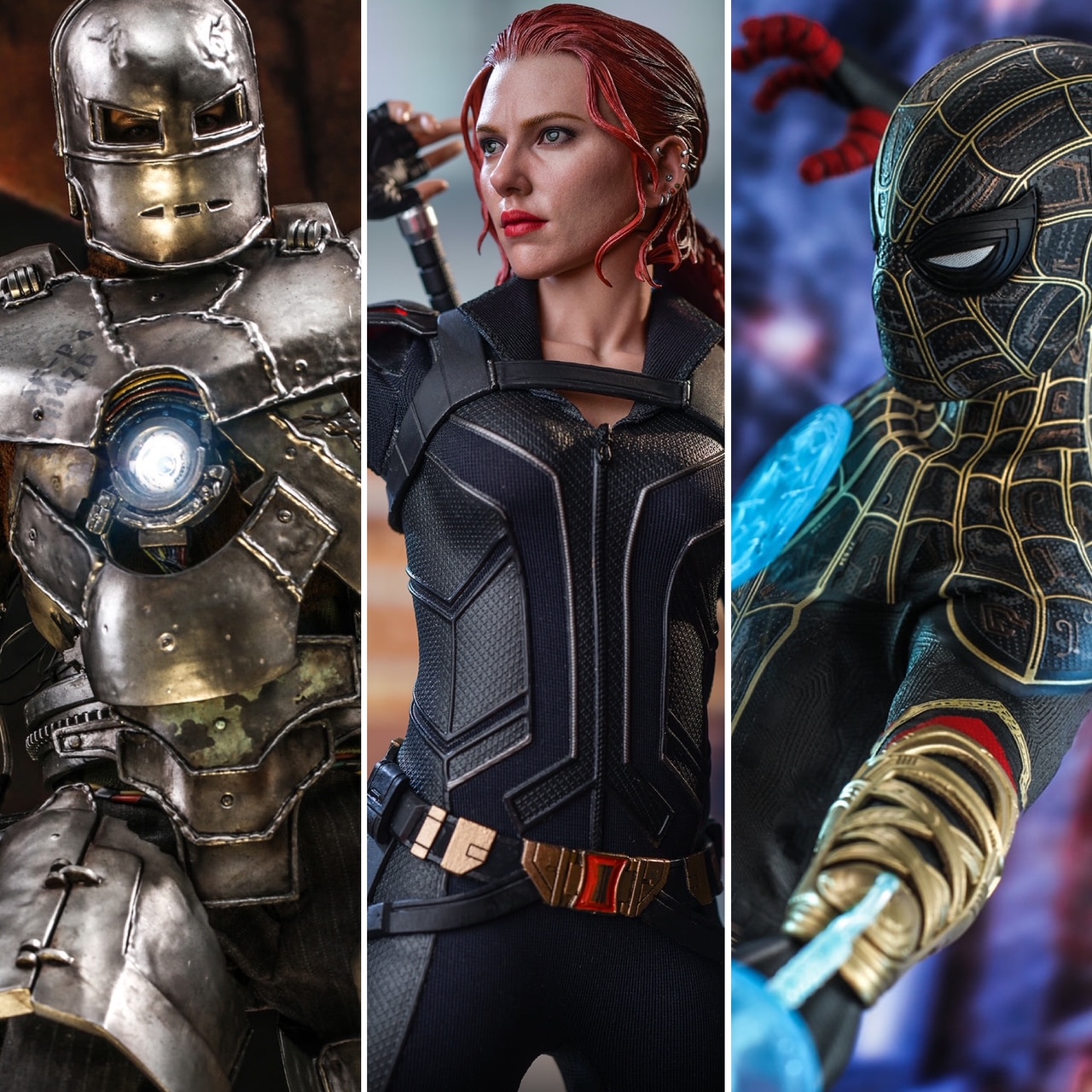 Hot Toys DIE-CAST Iron Man Mark I, Black Widow & Black/Gold Spider-Man 1/6  Figures! - Marvel Toy News