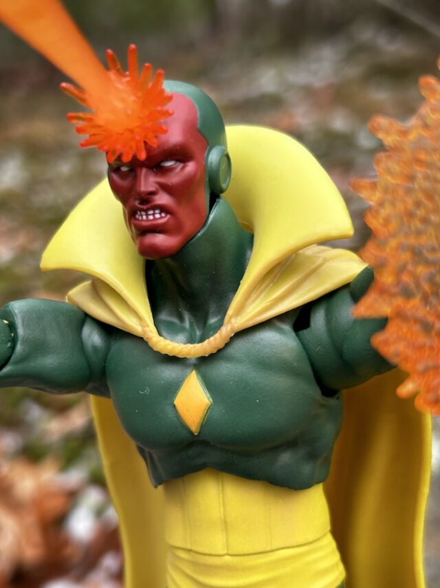 Close-Up of Marvel Select The Vision Forehead Blast Effects